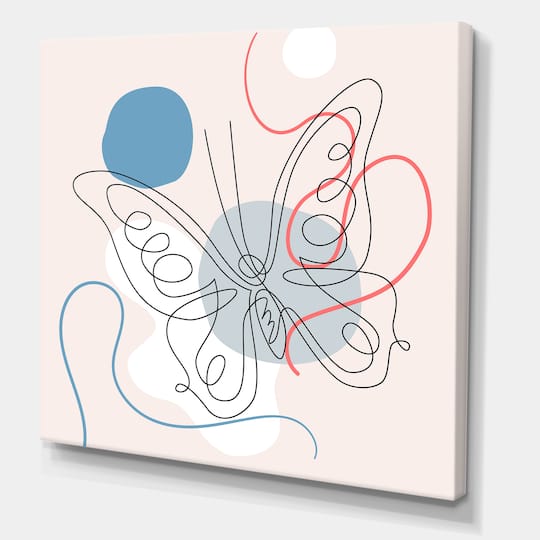 Designart - Butterfly One Line Drawing On Cubism Shapes III